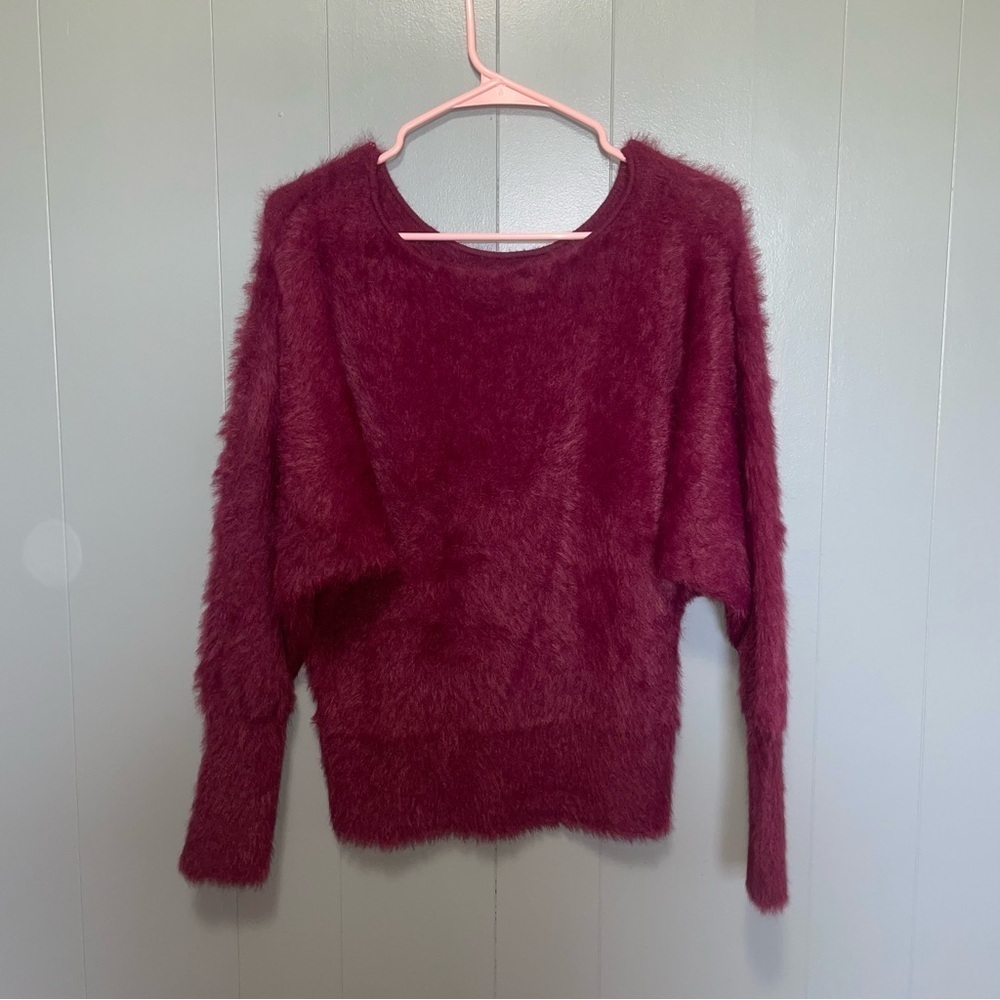 Anthropologie Ember Eyelash Sweater in Maroon Red Extra Small XS - Picture 11 of 11